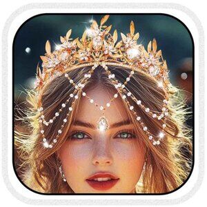 Queen Crowns and Tiaras Gold Leaf Tiara Wedding Crystal Headband Crown